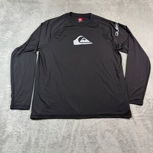 Quiksilver Rash Guard Mens Large Black Long Sleeve UPF 50+ Athletic Surfing